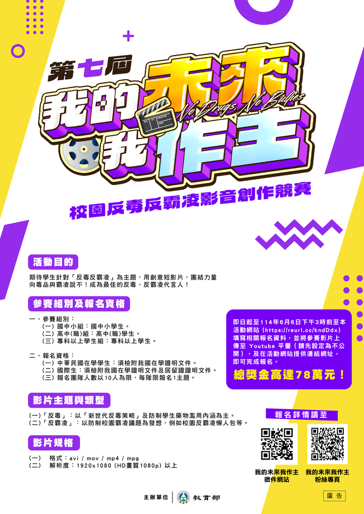 第七屆「我的未來我作主」校園反毒反霸凌影音創作競賽圖片